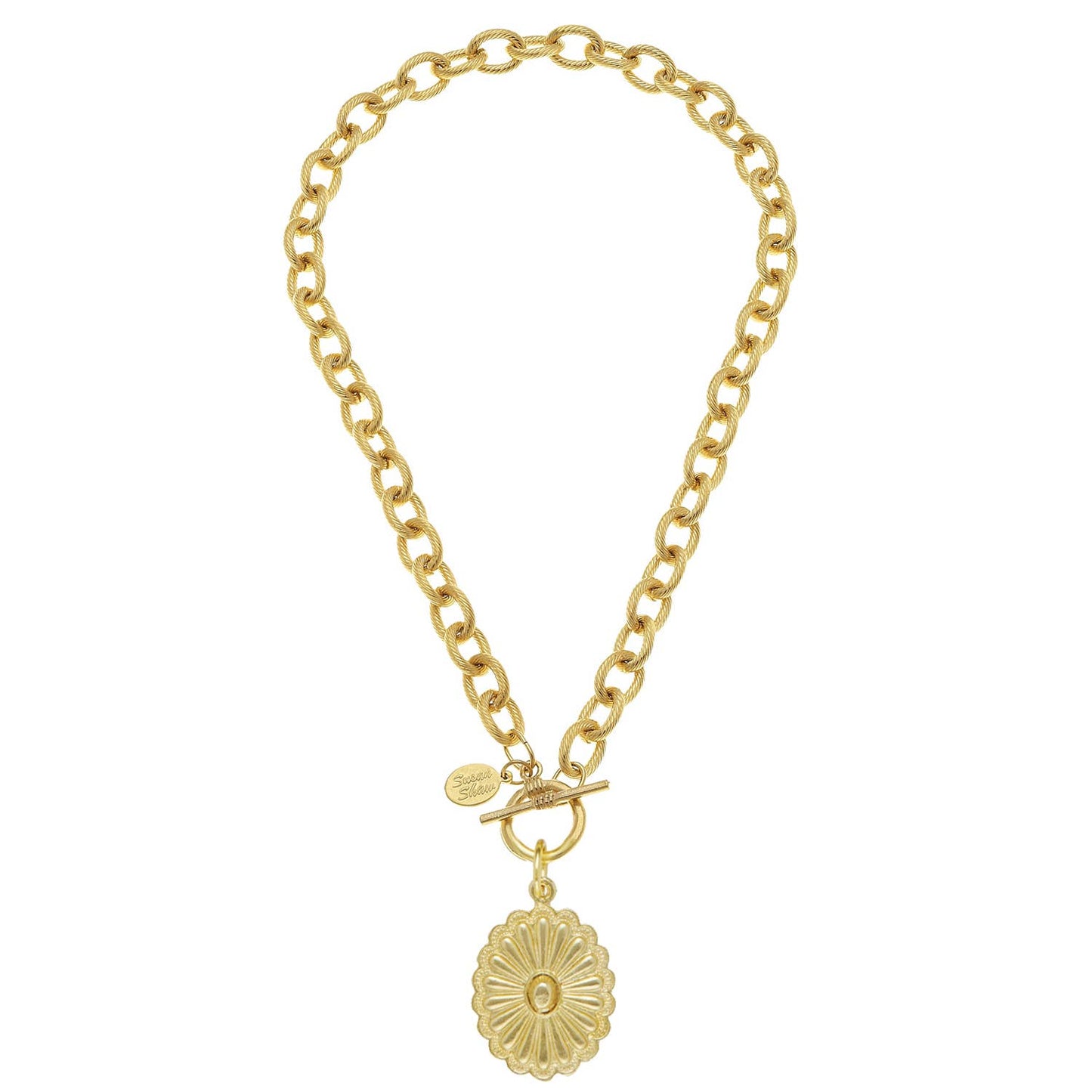 Gold Medium Oval Concho Necklace
