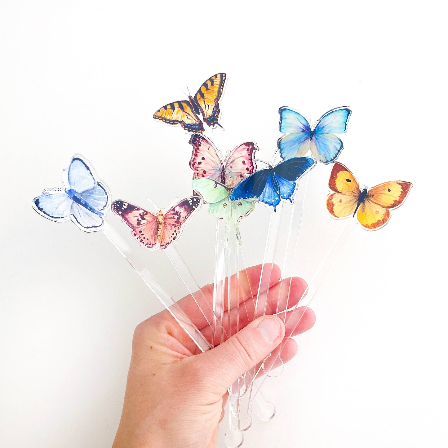 Rainbow Butterflies Acrylic Stir Sticks