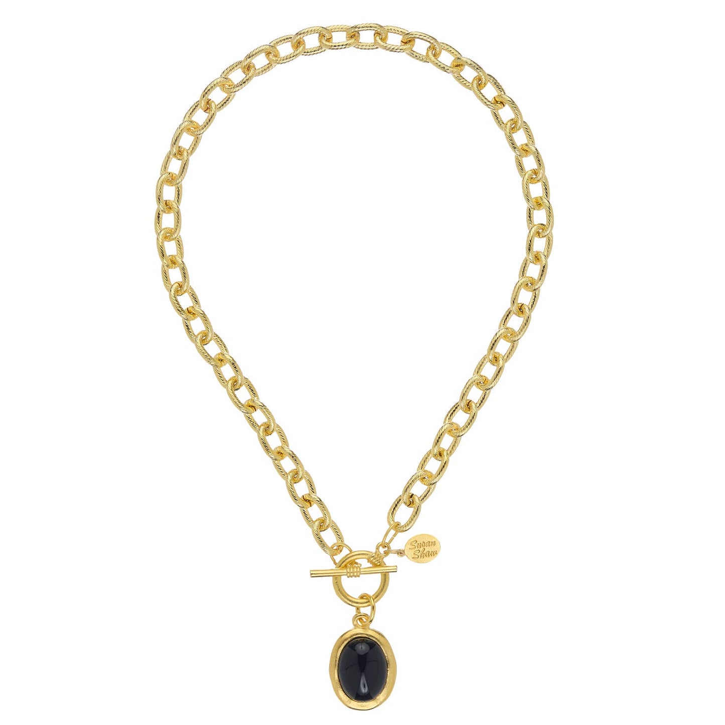 Black Onyx Cabochon Toggle Necklace