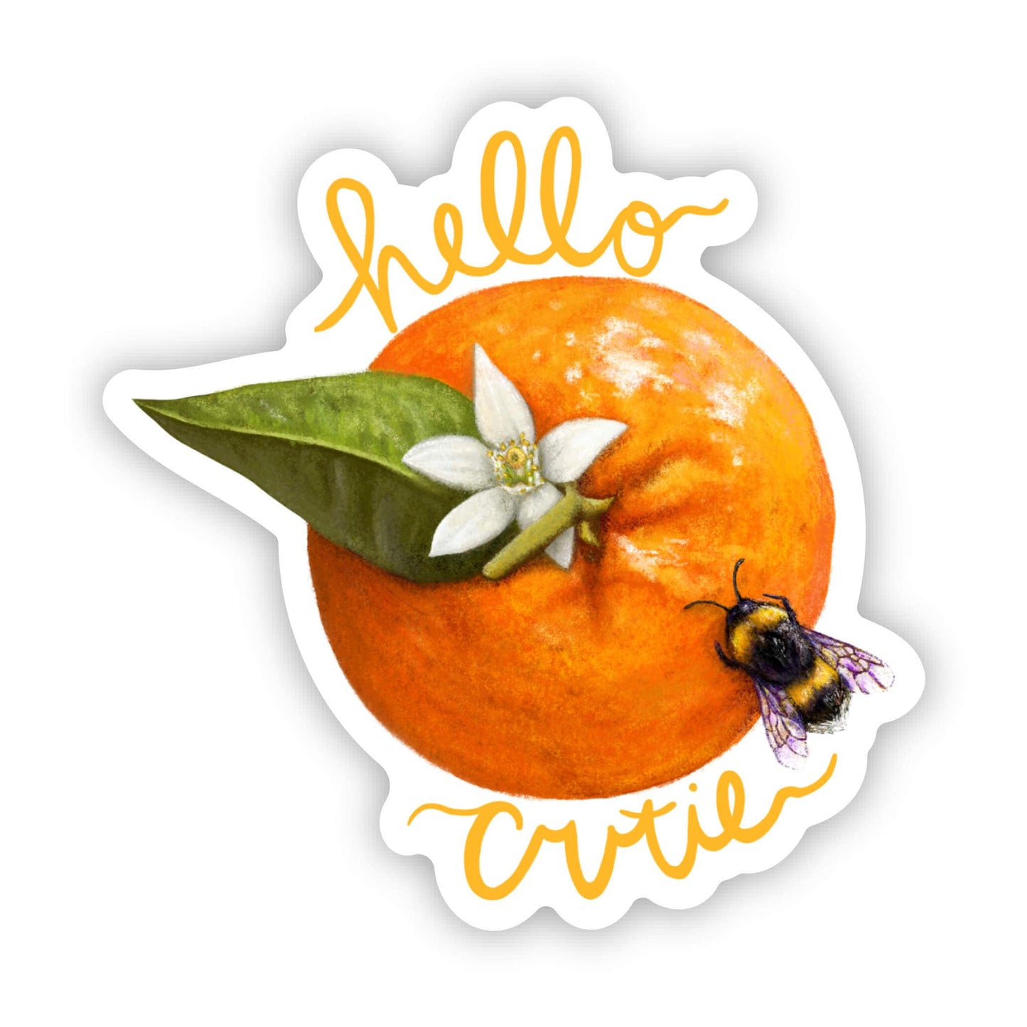"Hello Cutie" Orange Sticker