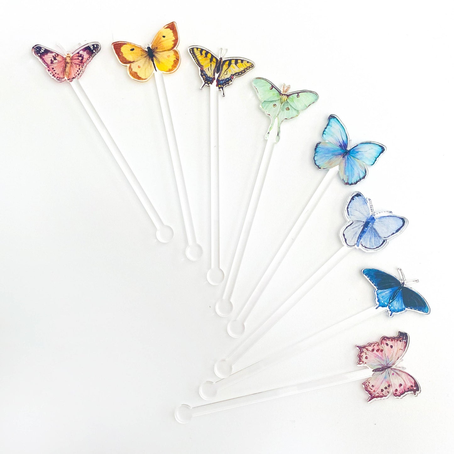 Rainbow Butterflies Acrylic Stir Sticks