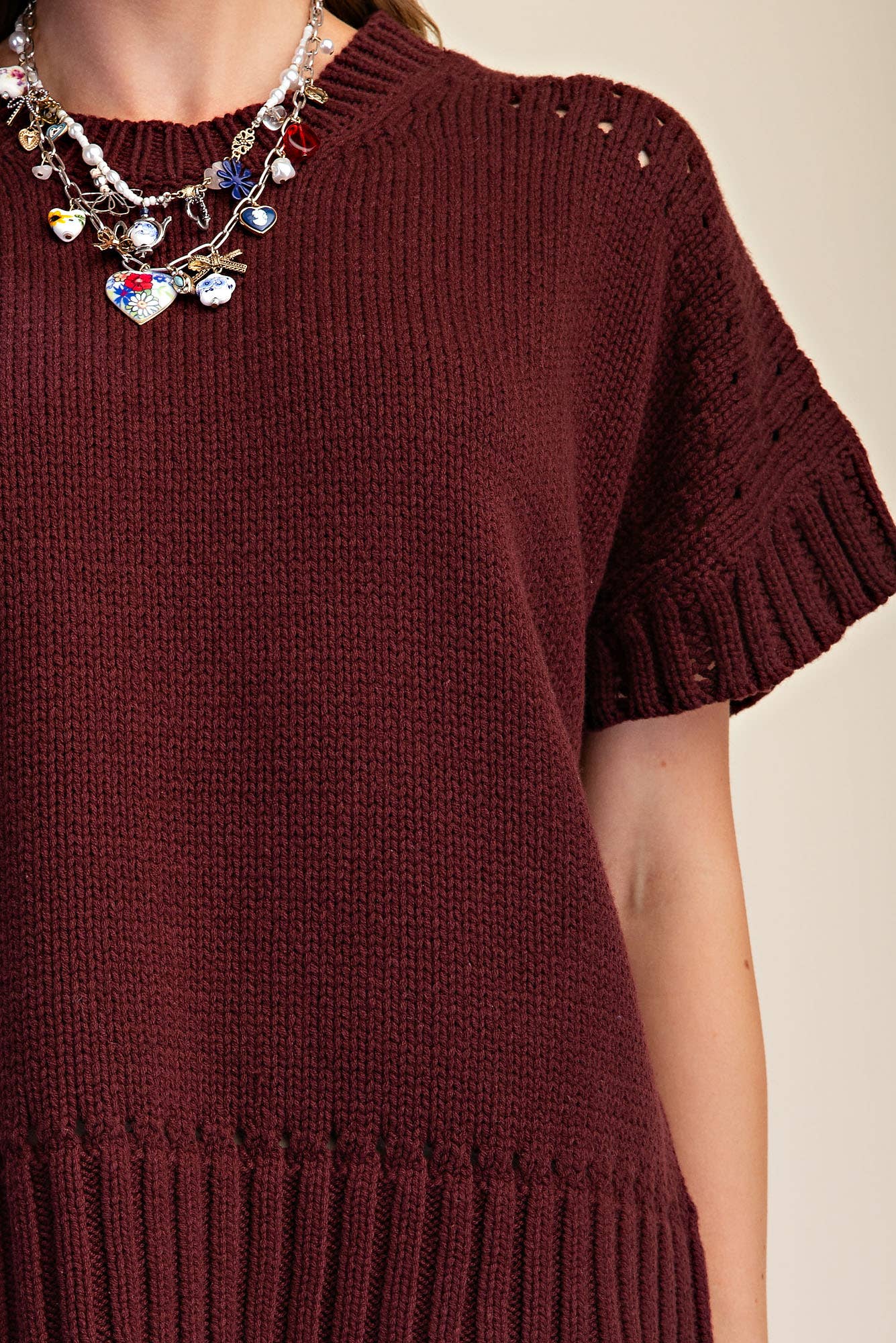 Short-Sleeve Crew-Neck Sweater