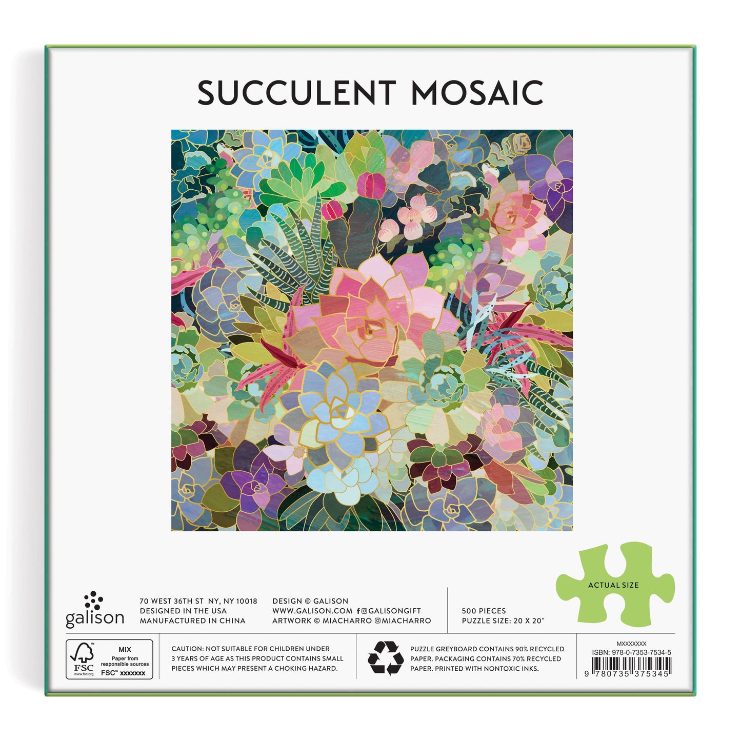 Succulent Mosaic Foil Puzzle