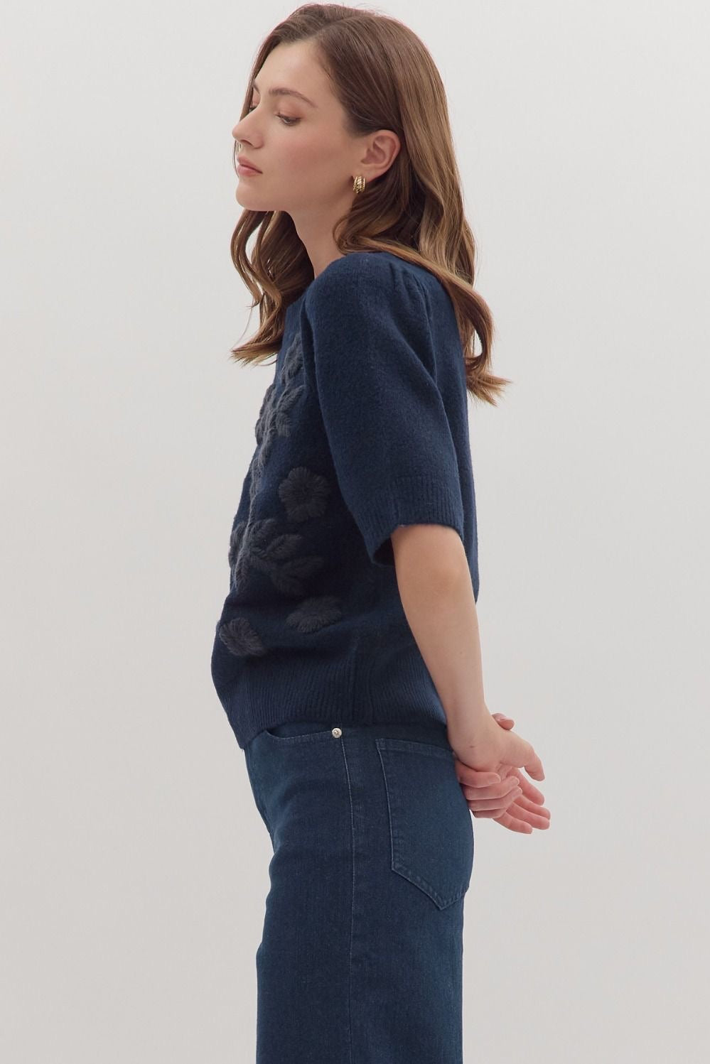 Navy Floral Sweater
