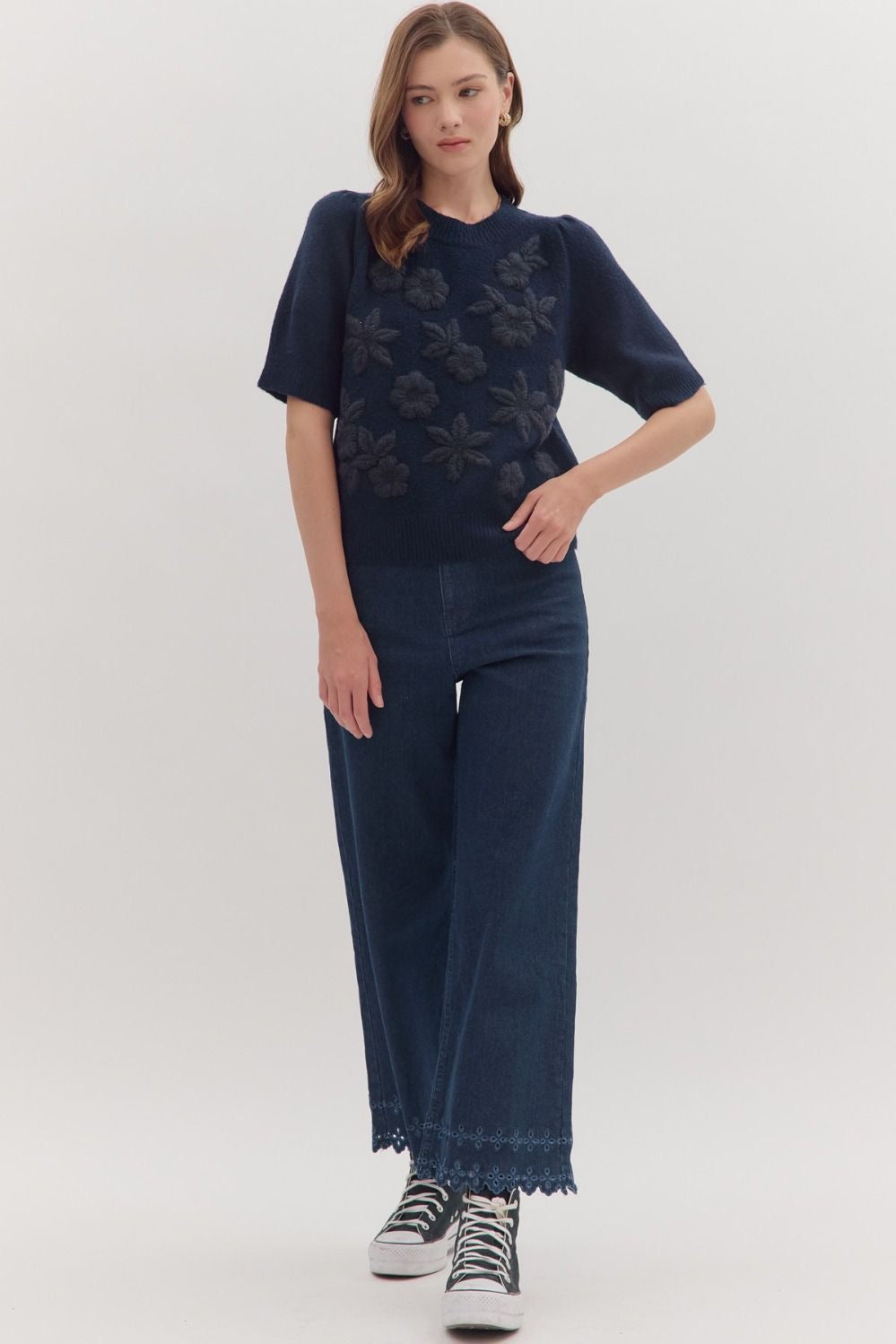 Navy Floral Sweater