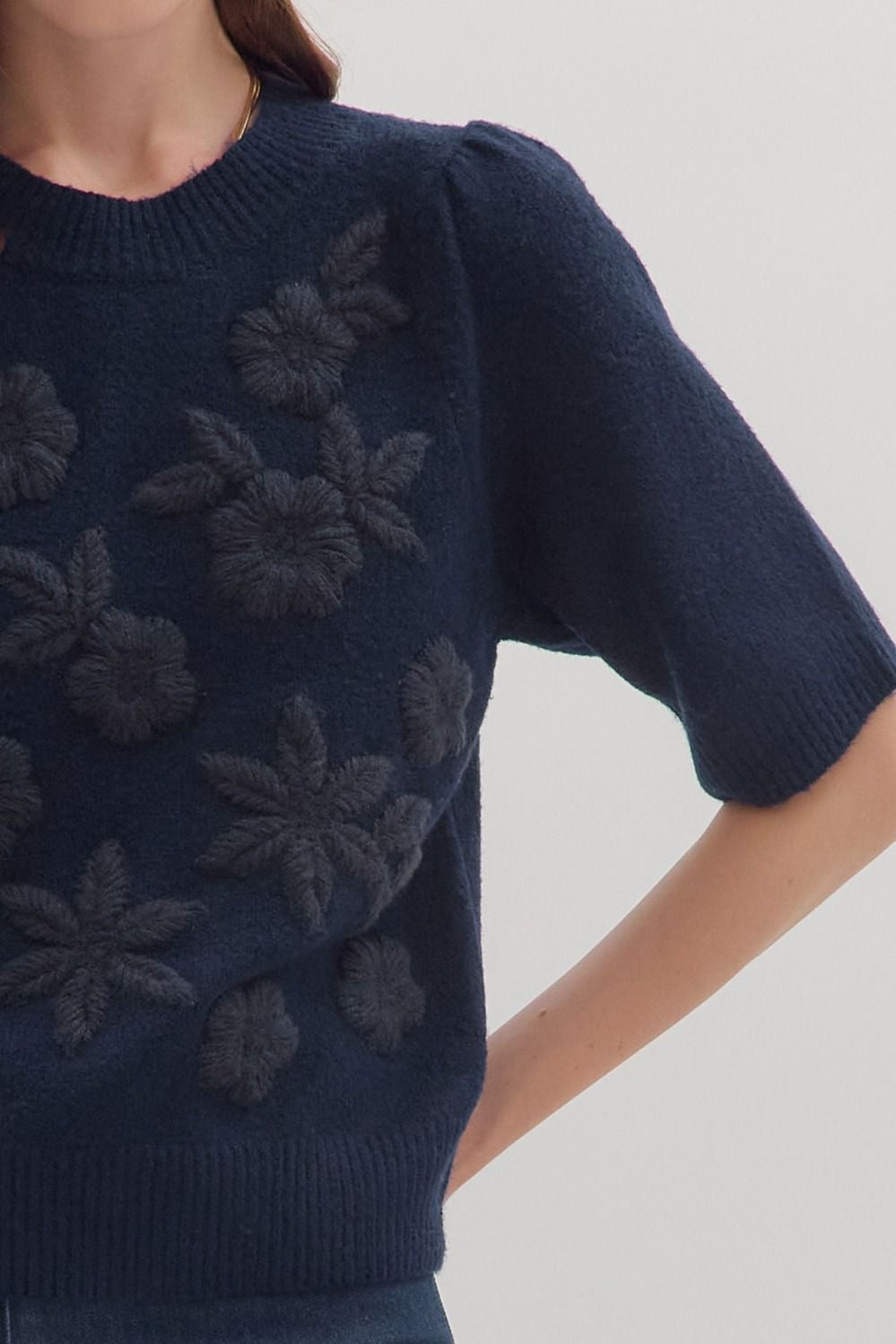 Navy Floral Sweater