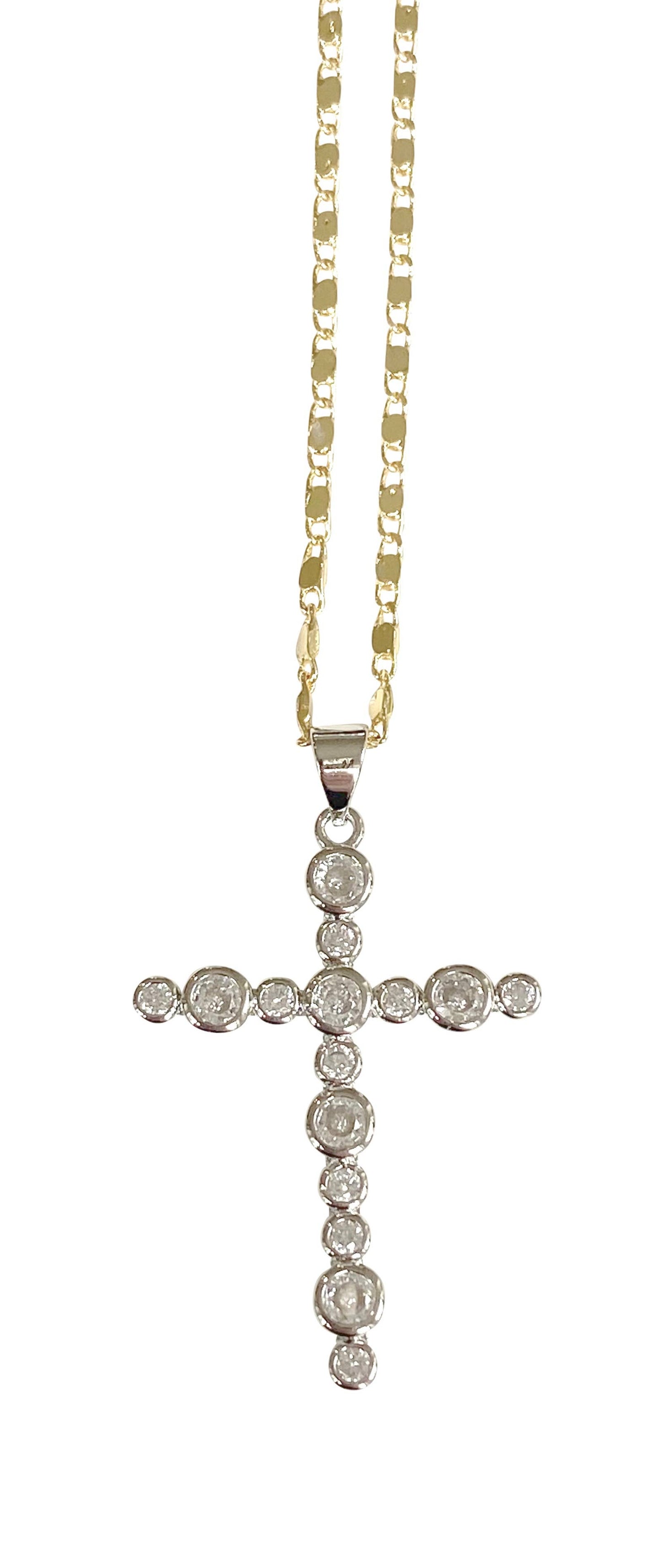 Bezel Gold Cross Necklace