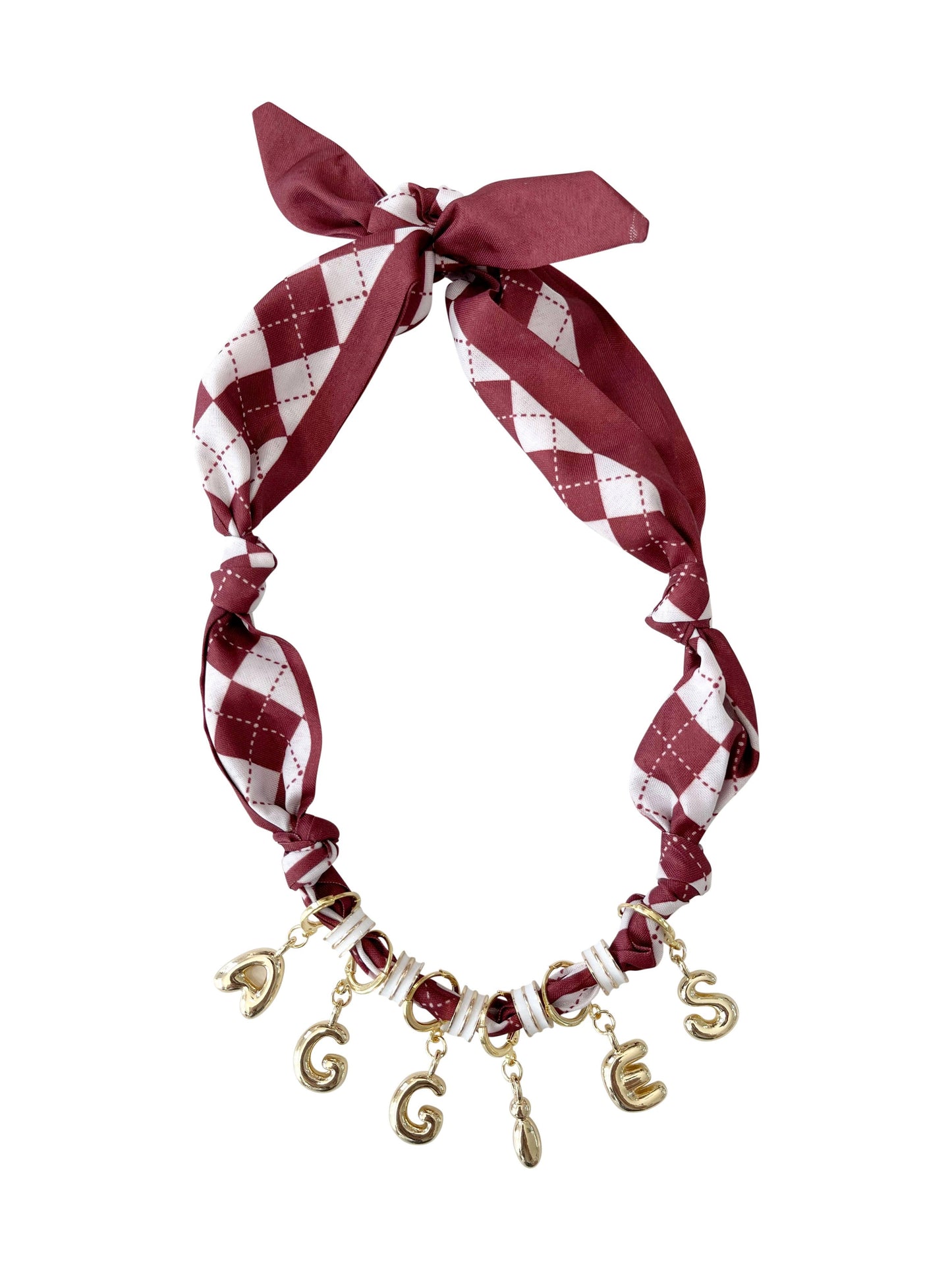 Aggies Bubble Letter Scarf Necklace