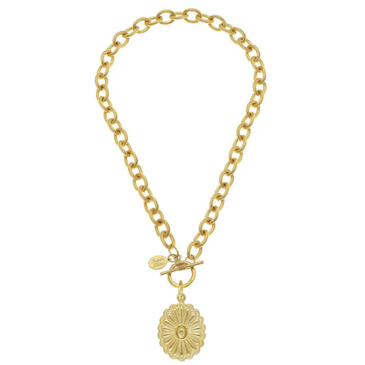 Gold Medium Oval Concho Necklace