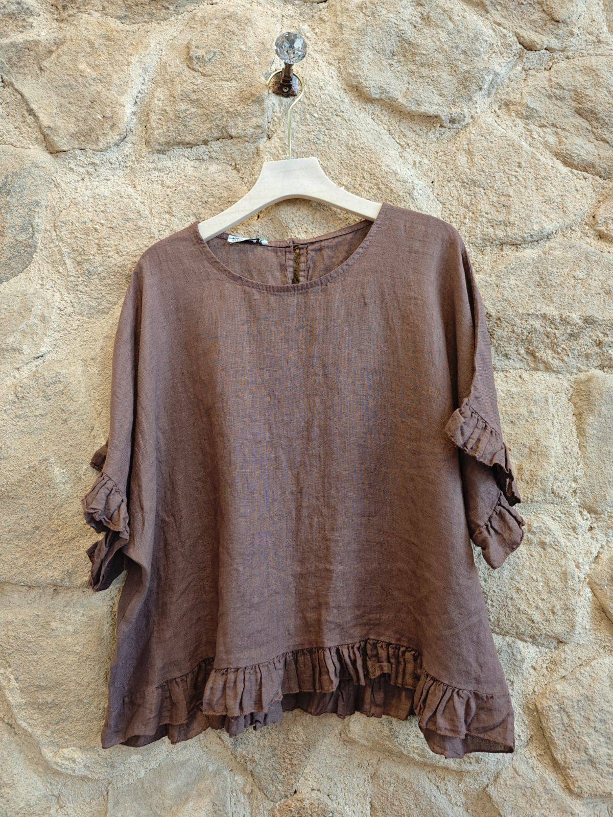 Linen Ruffle Blouse