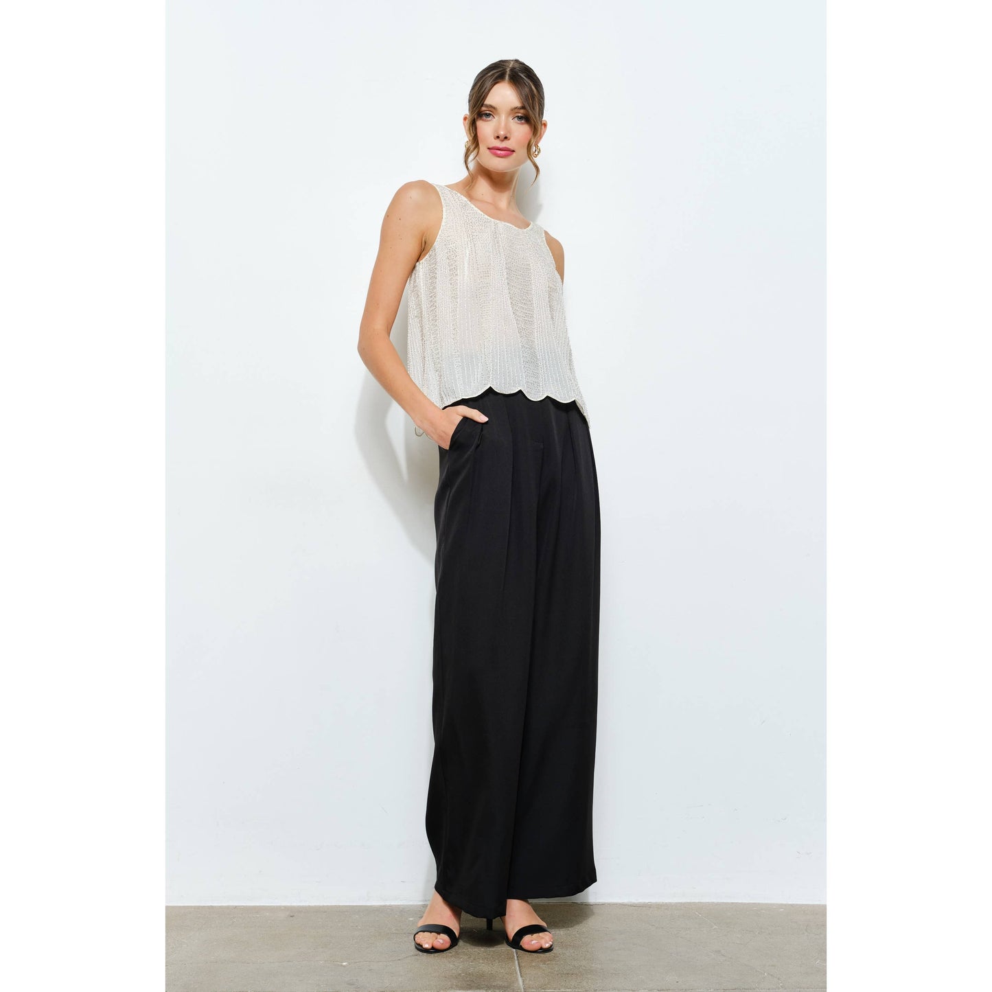 Beaded Scallop Hem Top