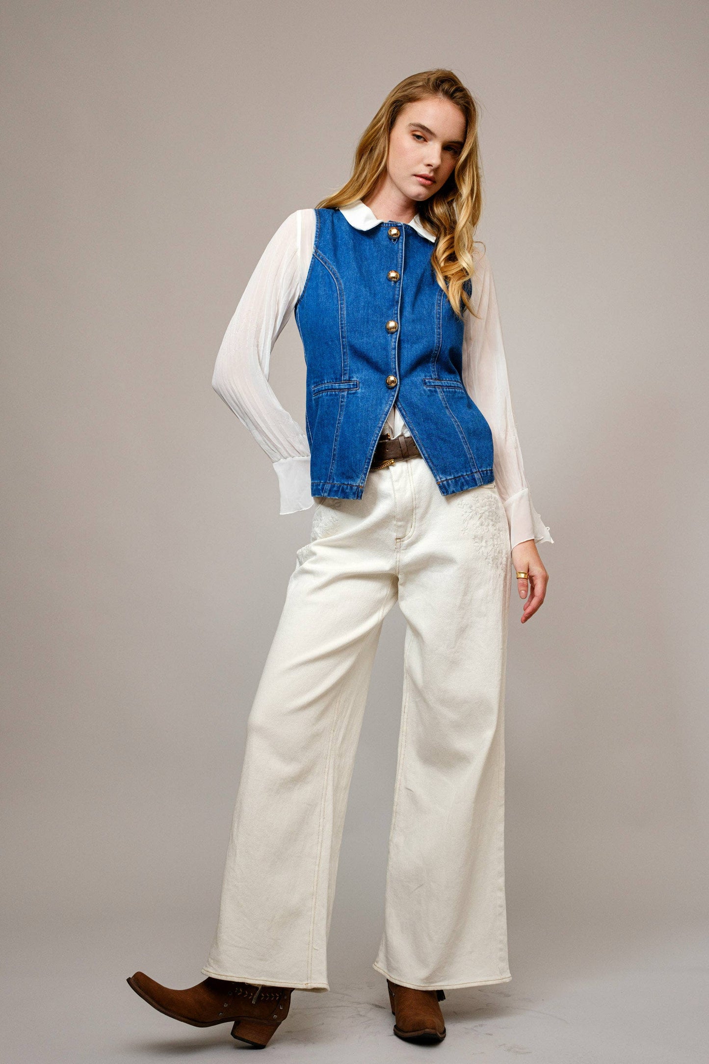 Wildflower Denim Vest