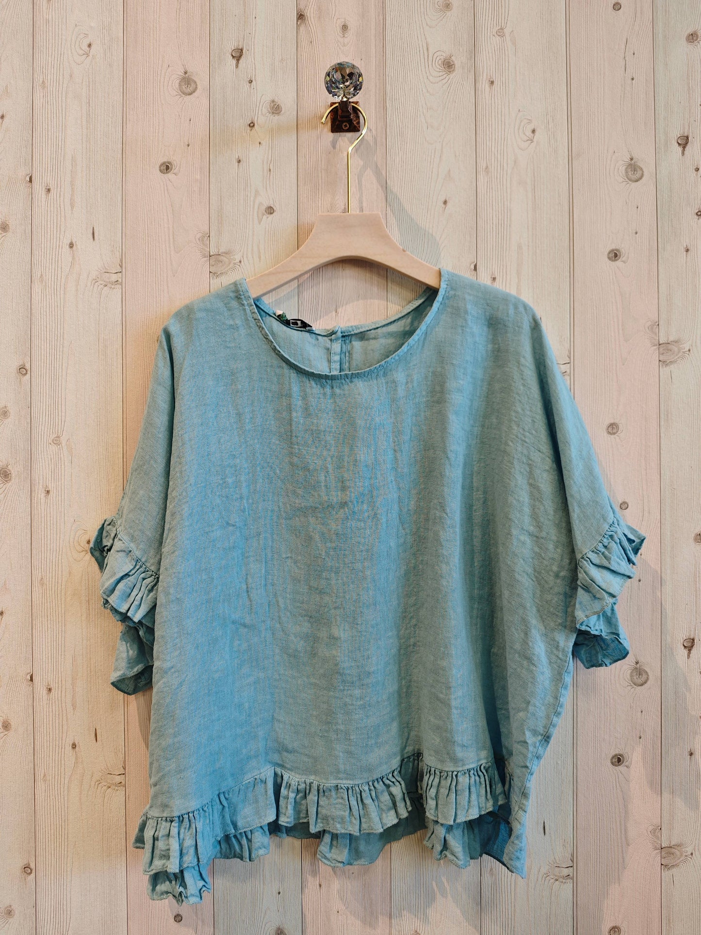 Linen Ruffle Blouse