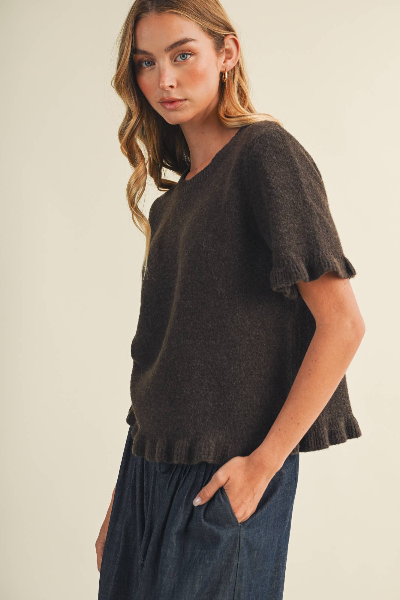 Ruffle Trim Pullover