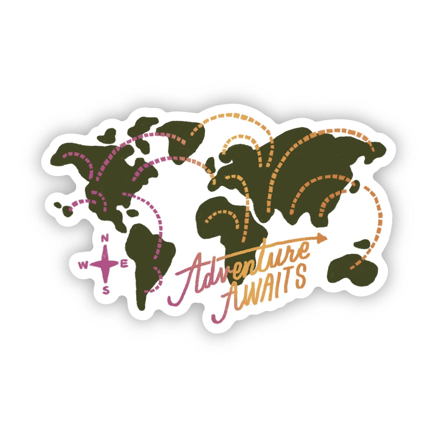 "Adventure awaits" World Map Sticker