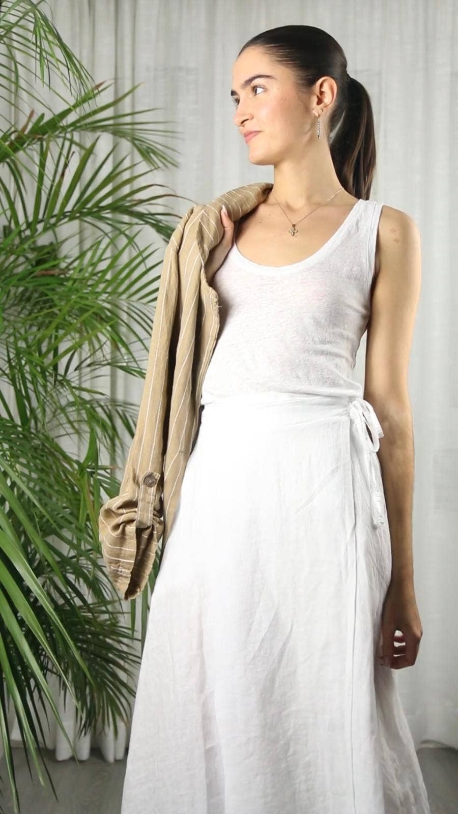 White Linen Wrap Skirt