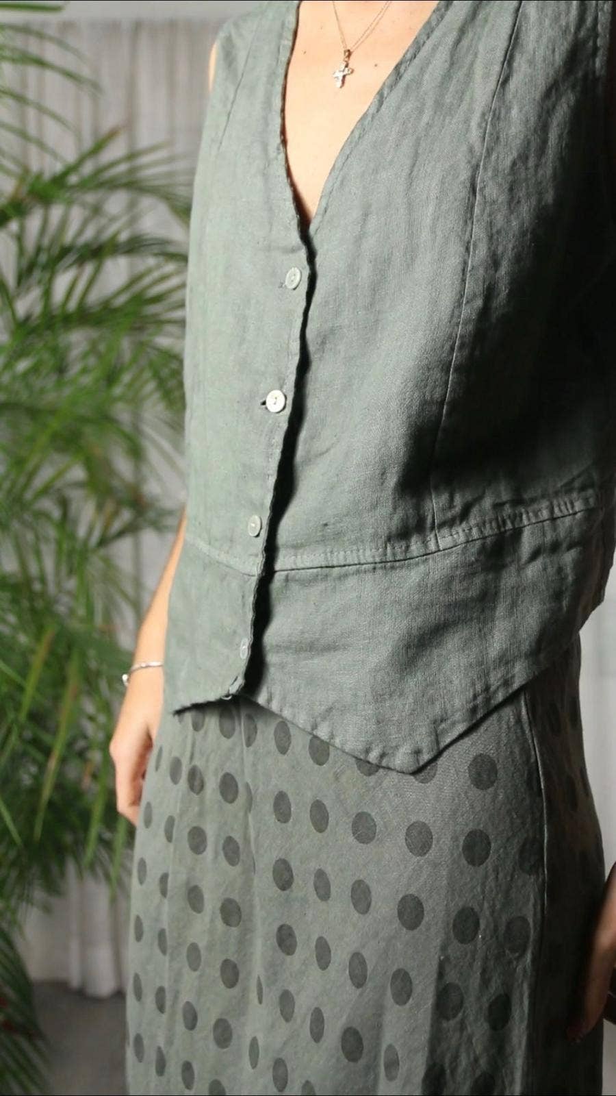 Linen Polka Dot Skirt