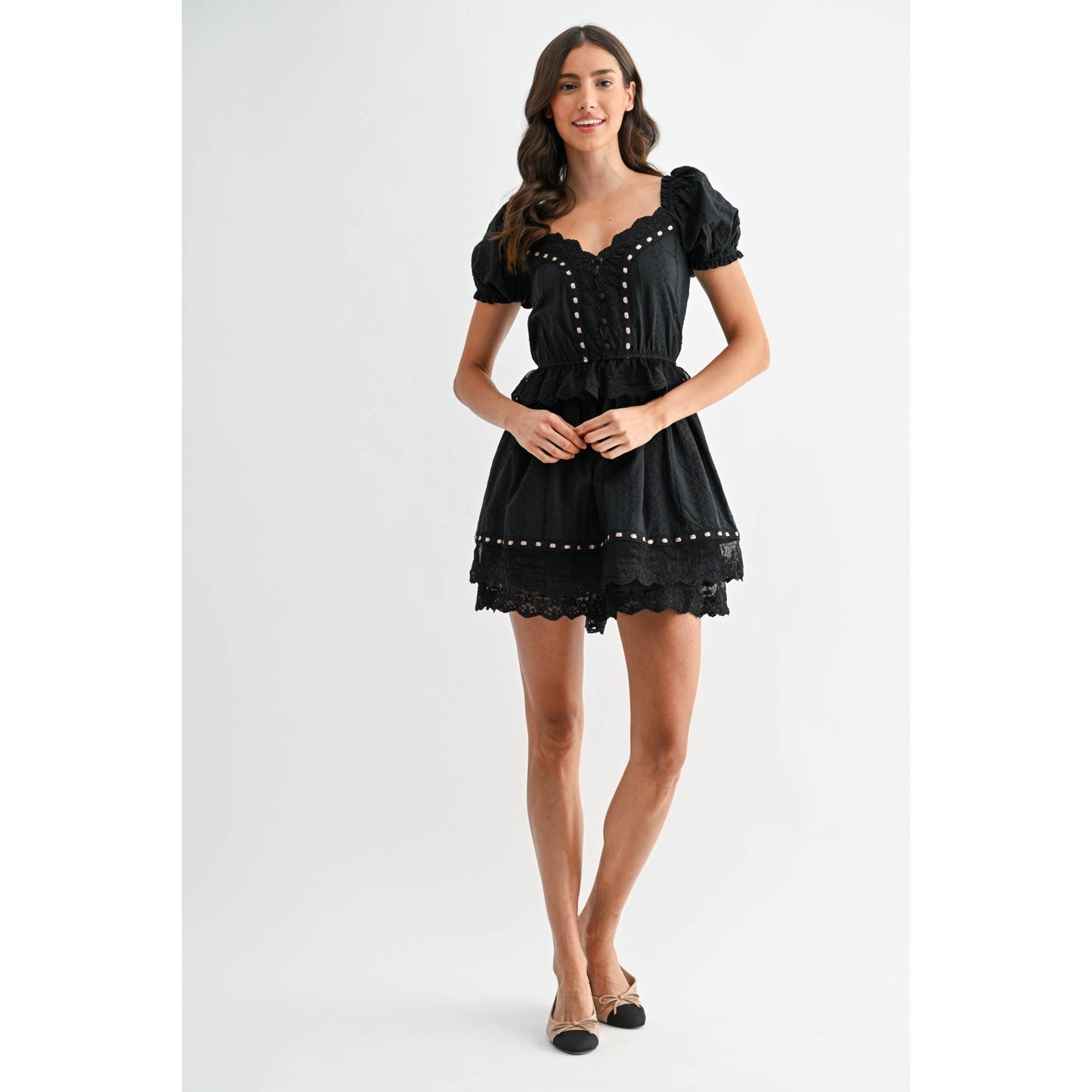 BLACK LACE MINI DRESS