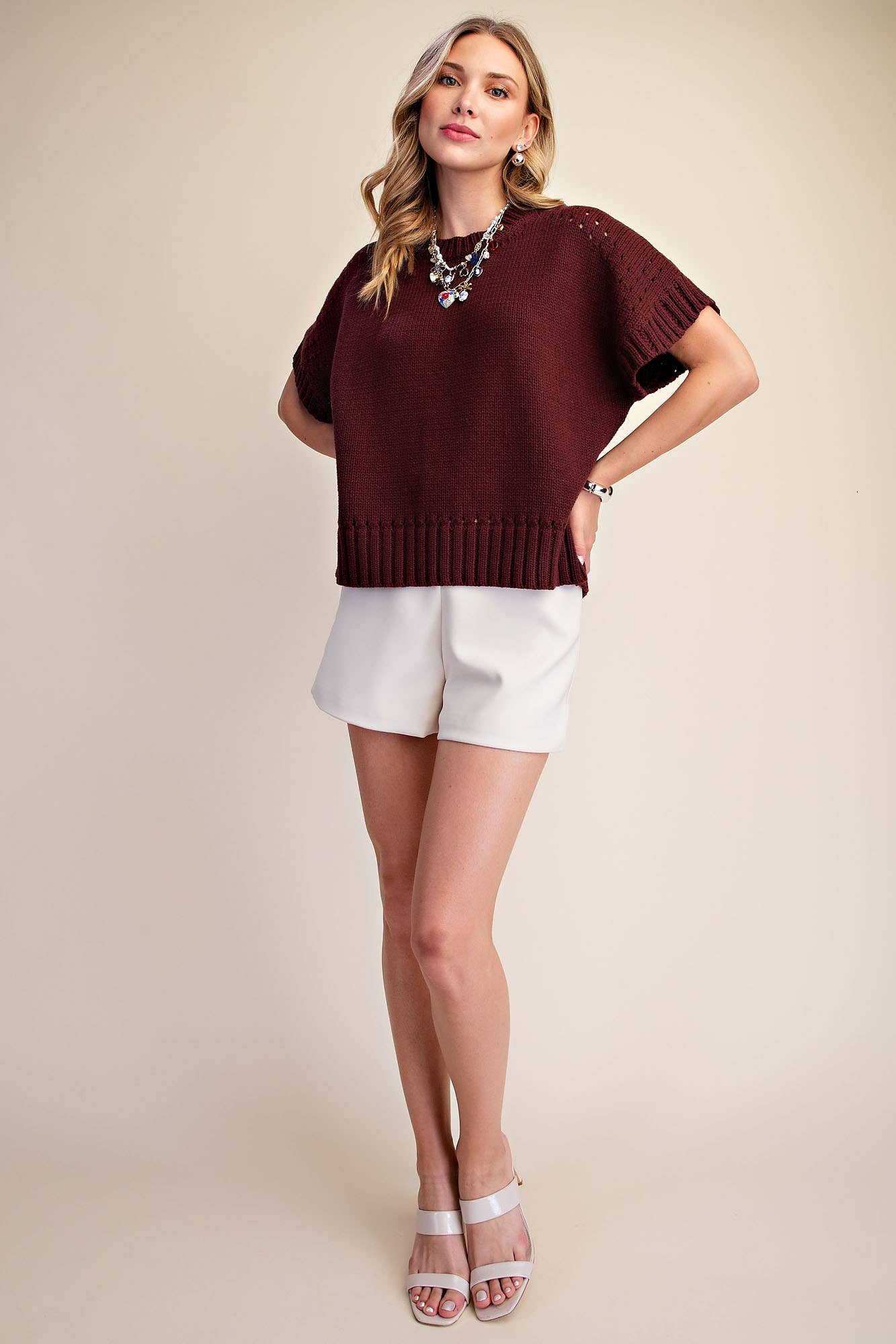 Short-Sleeve Crew-Neck Sweater