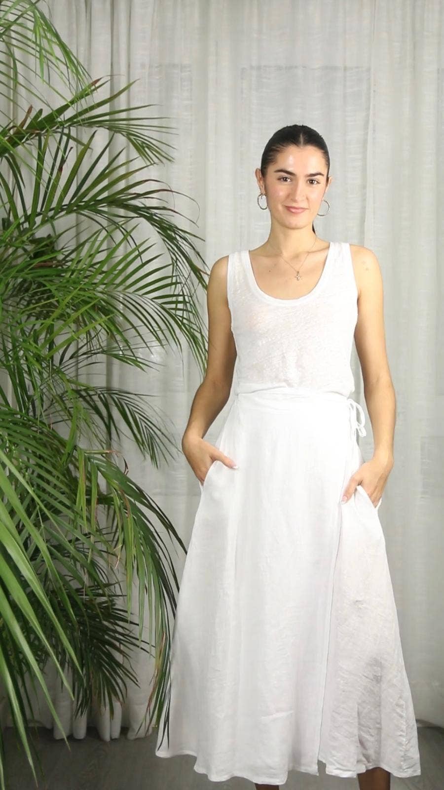 White Linen Wrap Skirt