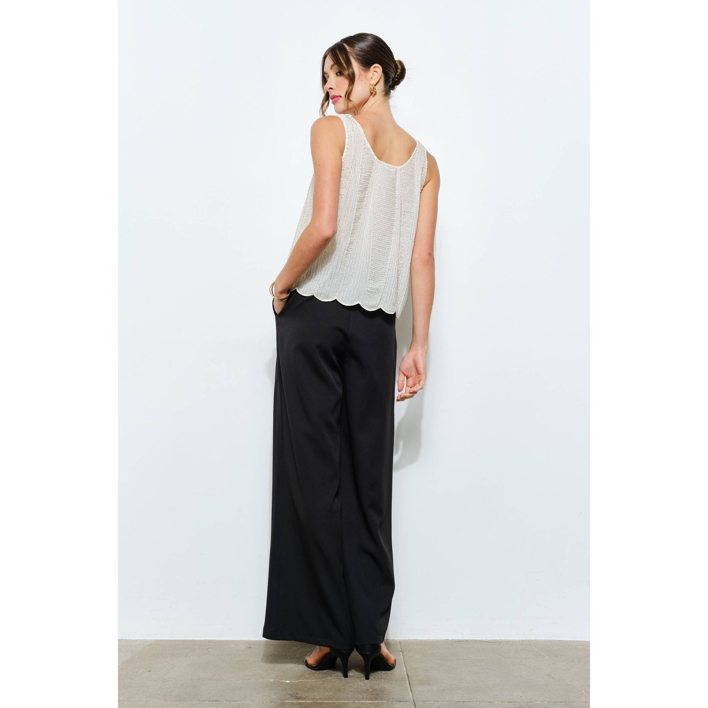 Beaded Scallop Hem Top