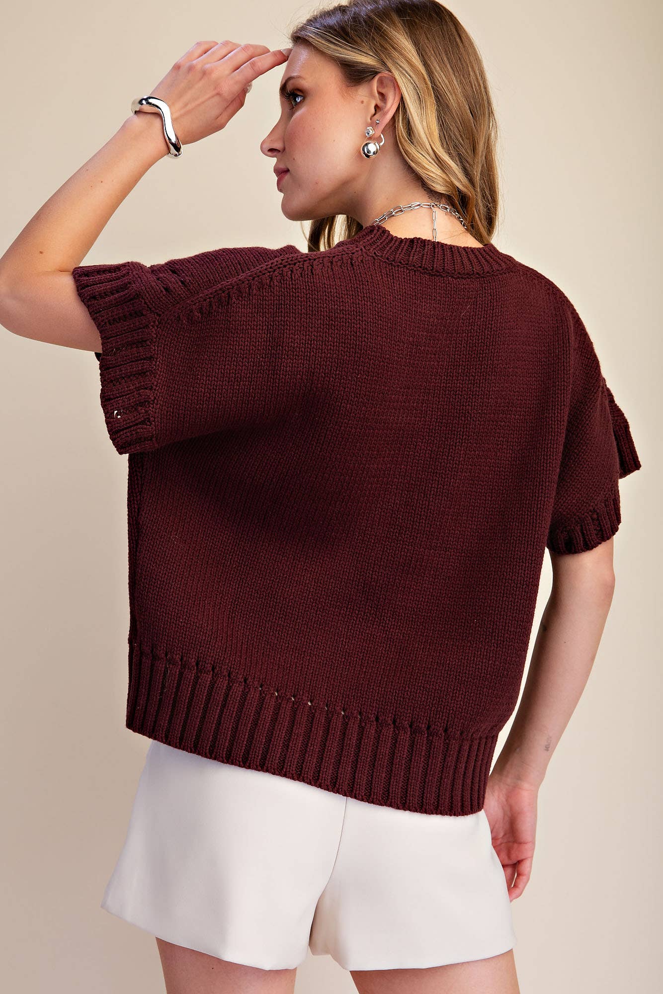 Short-Sleeve Crew-Neck Sweater