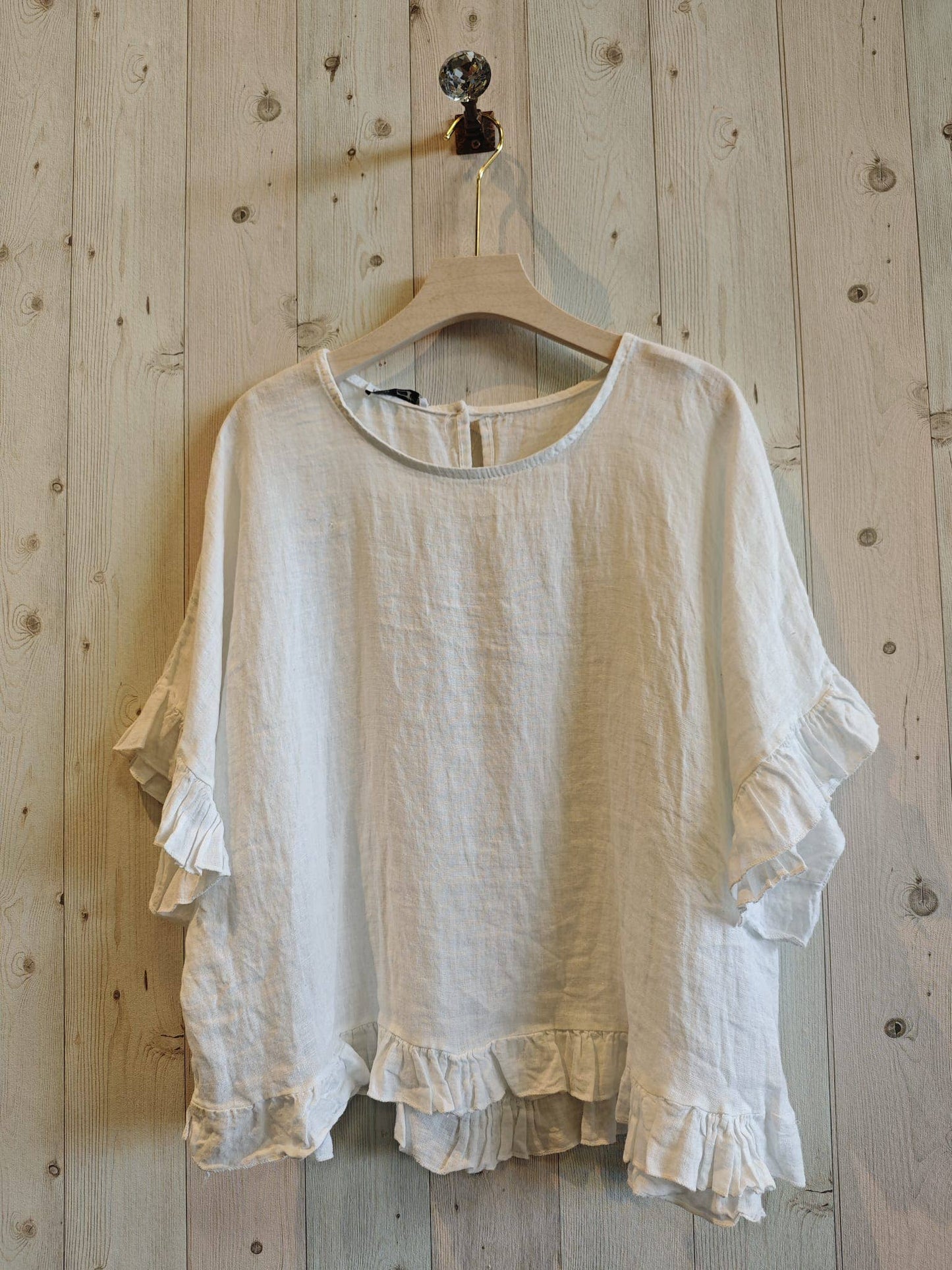 Linen Ruffle Blouse