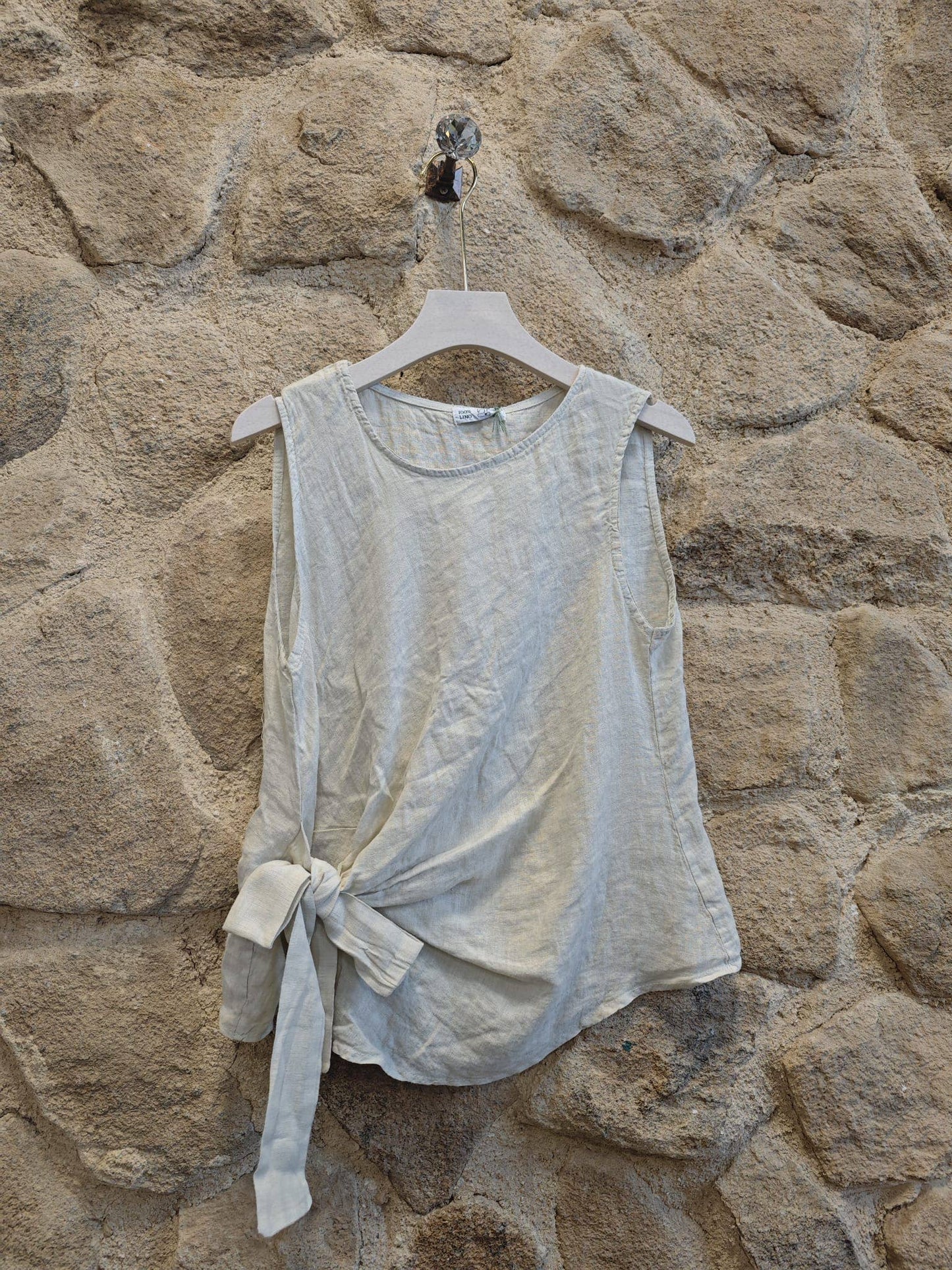 Linen Bow-Tie Blouse
