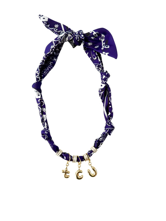 TCU Bubble Letter Scarf Necklace