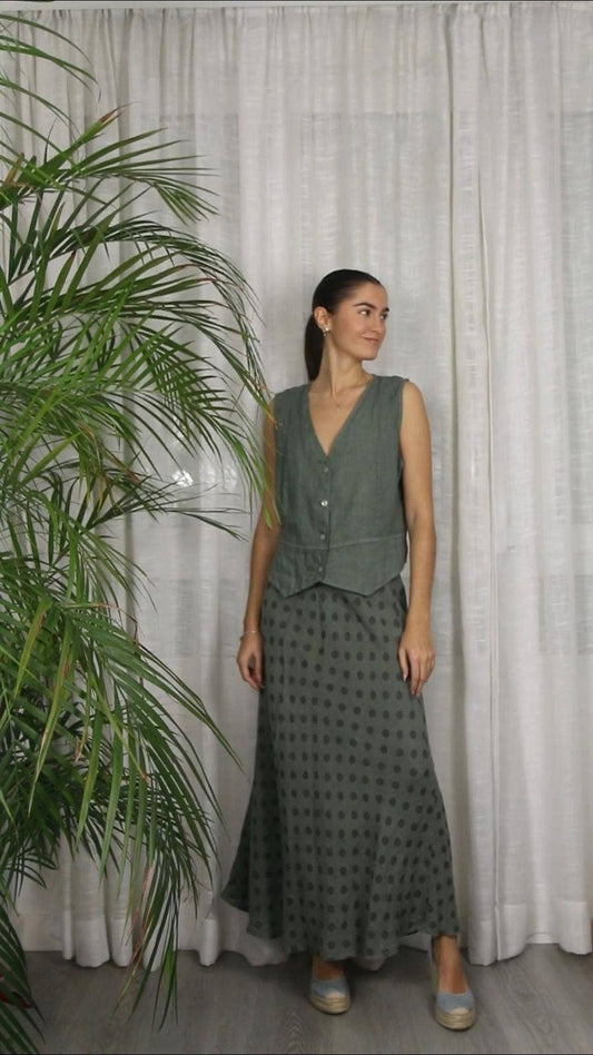 Linen Polka Dot Skirt