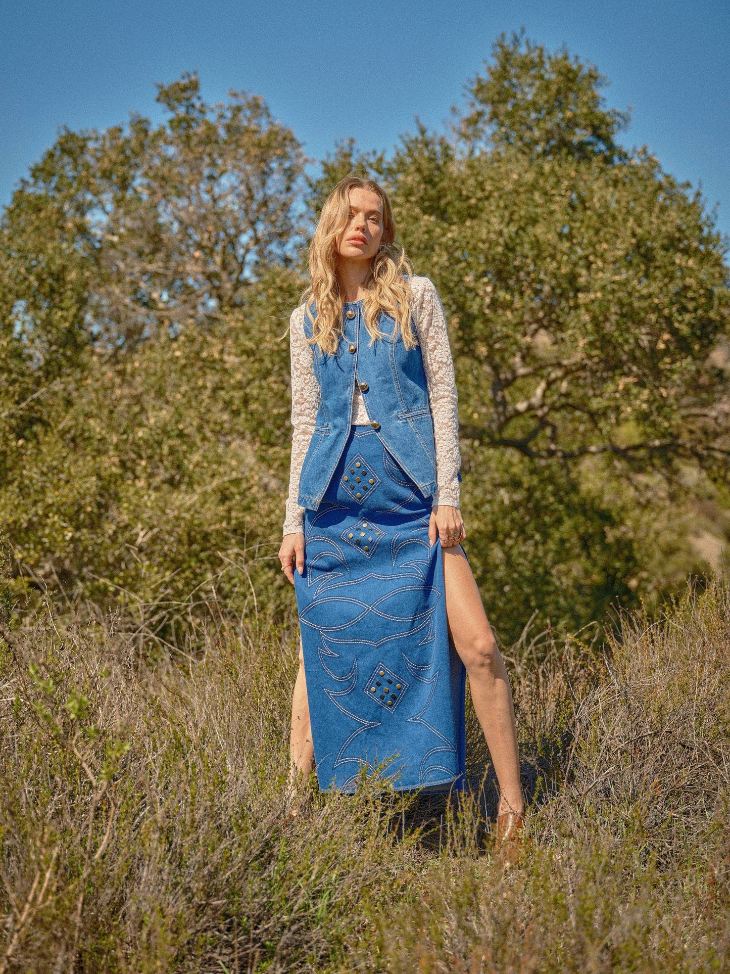 Wildflower Denim Vest