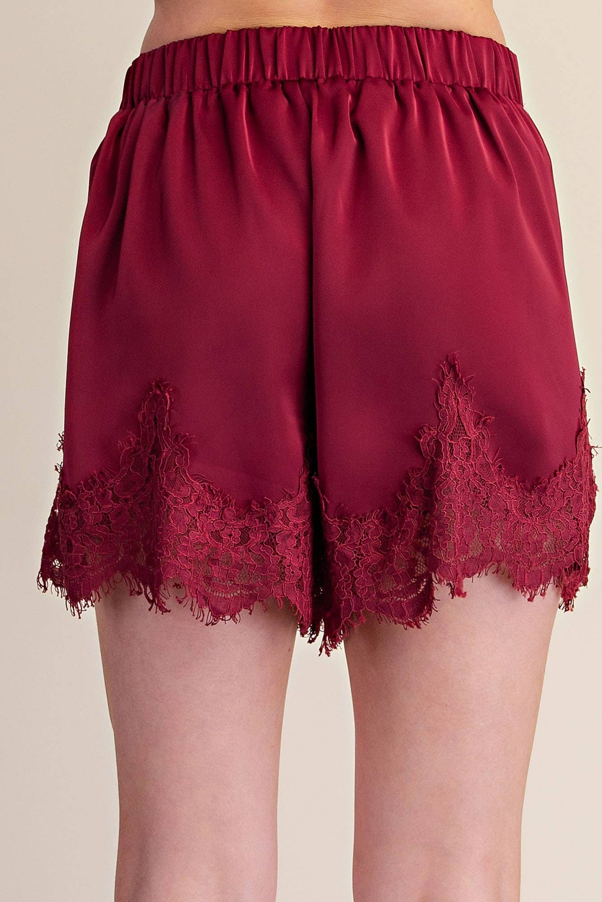 Satin Short With Lace Trim Detail