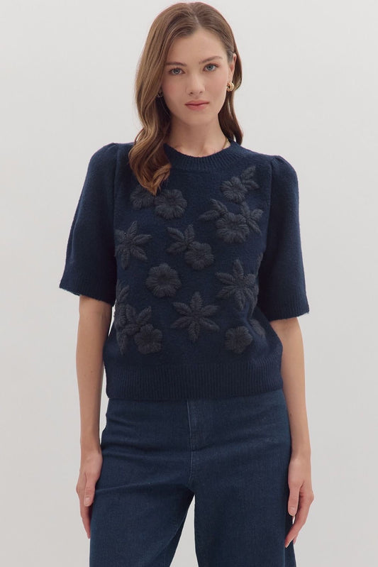 Navy Floral Sweater