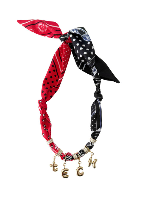 Texas Tech Bubble Letter Scarf Necklace