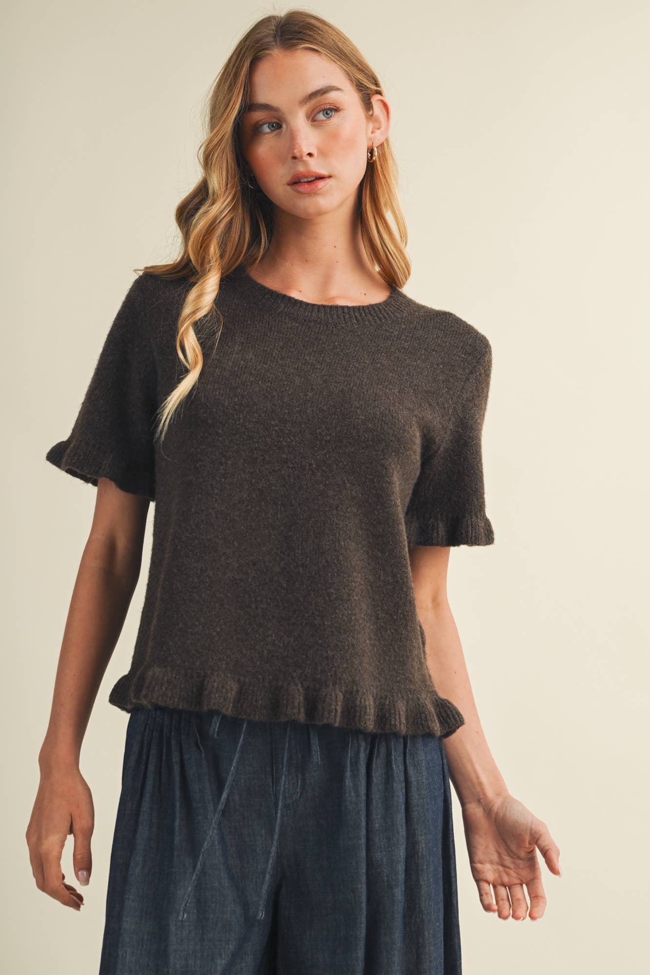 Ruffle Trim Pullover