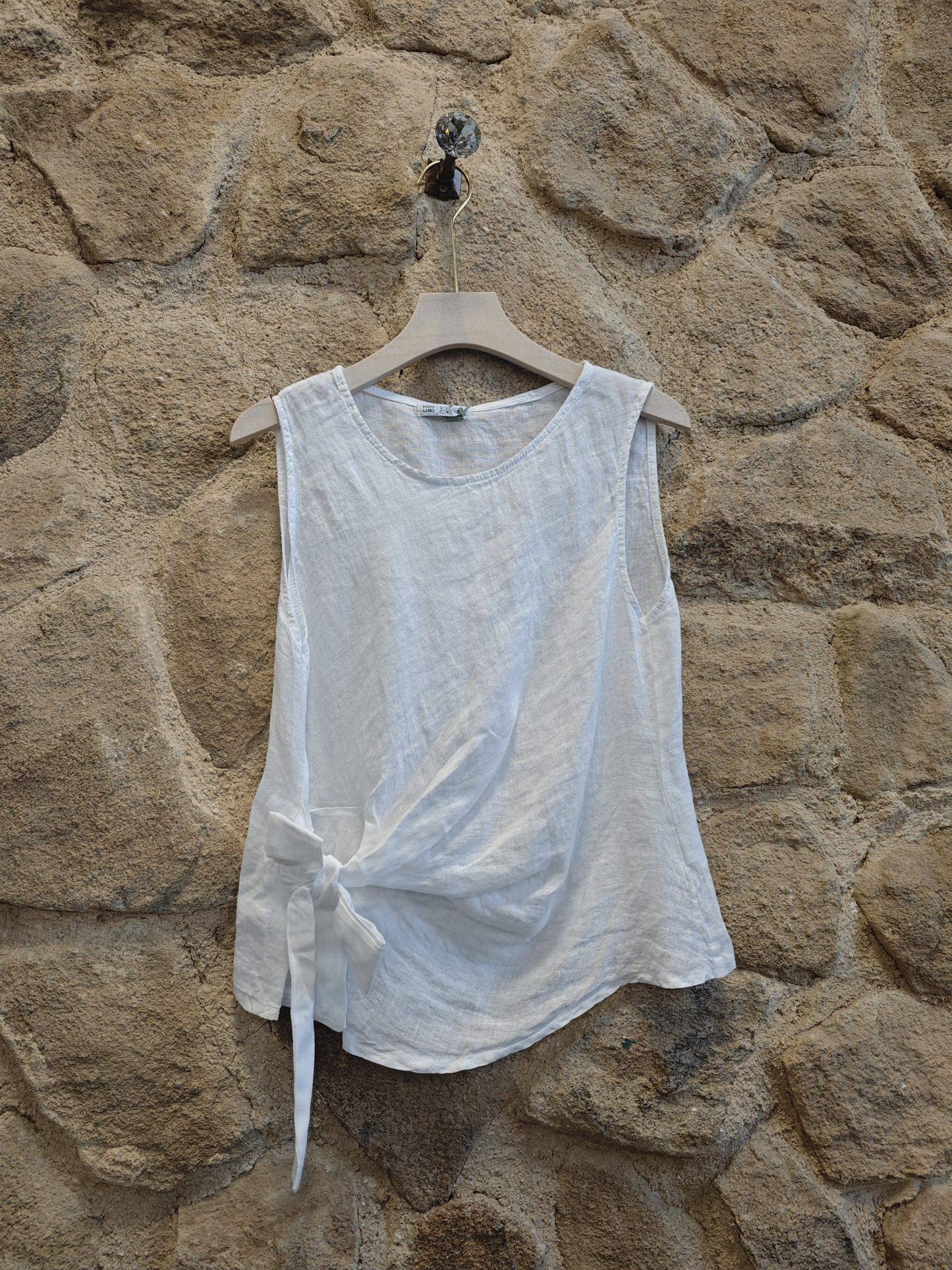 Linen Bow-Tie Blouse