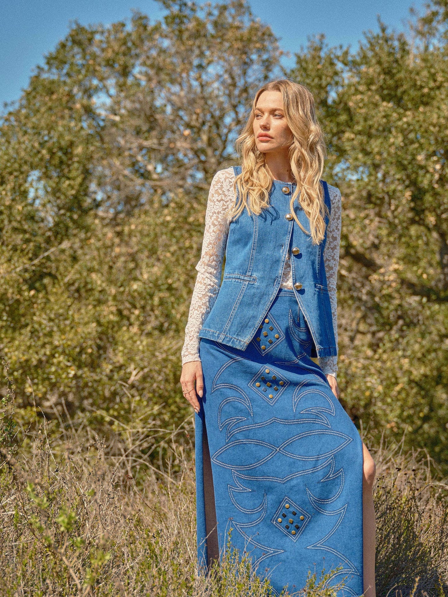 Wildflower Denim Vest