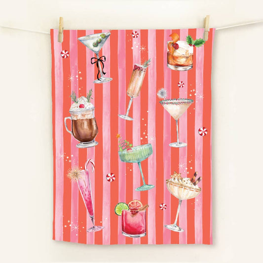Holiday Cocktail Christmas Tea Towel