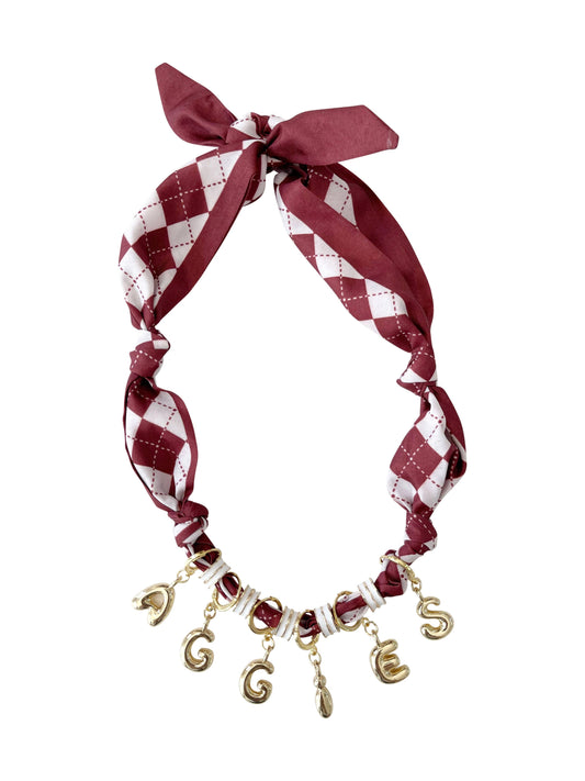 Aggies Bubble Letter Scarf Necklace 