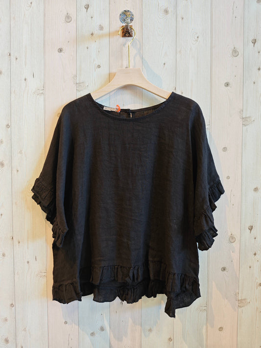 Linen Ruffle Blouse