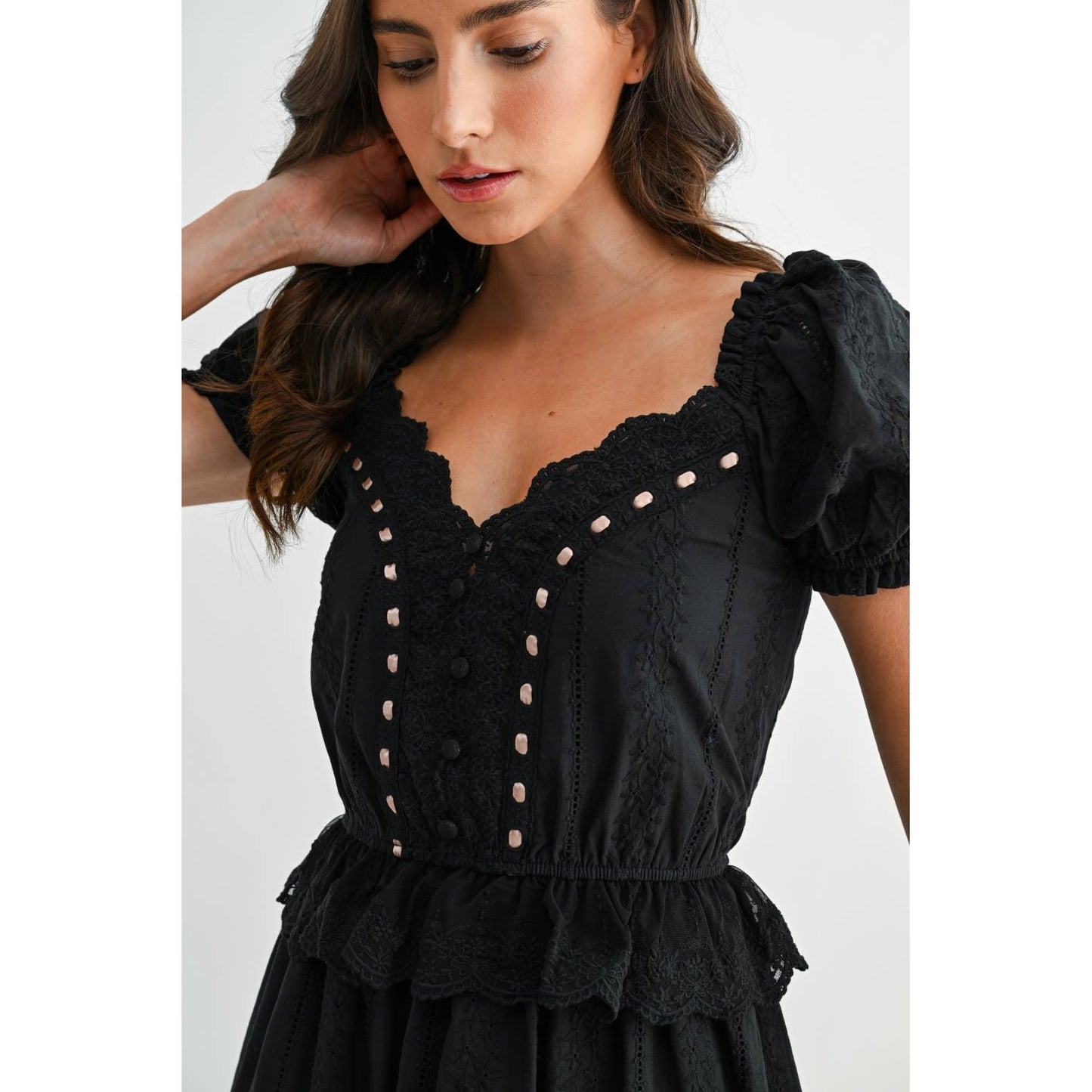 BLACK LACE MINI DRESS