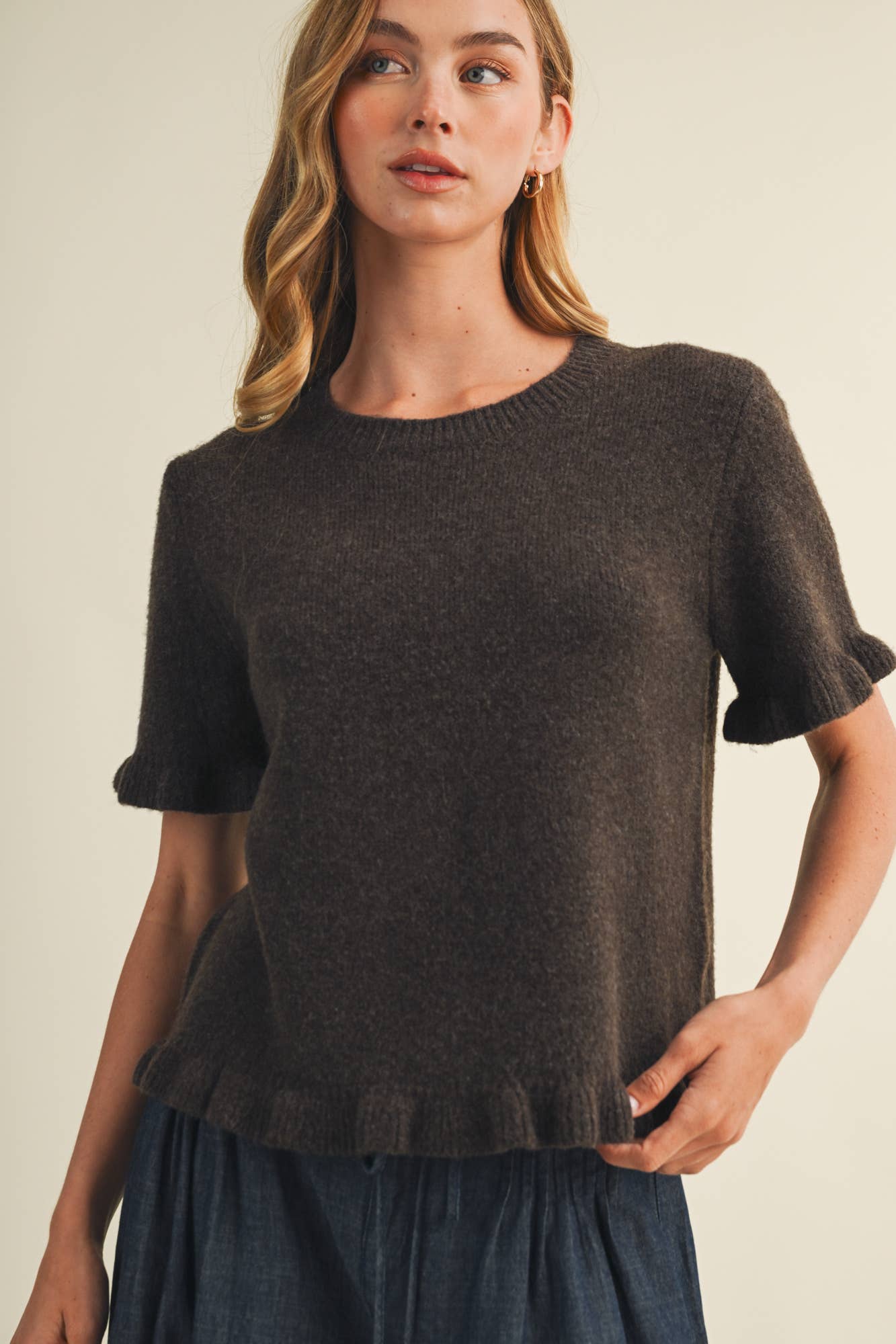 Ruffle Trim Pullover